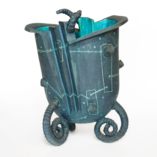 Merran Esson. Pot with paling fence. 2003. 38 cm high.